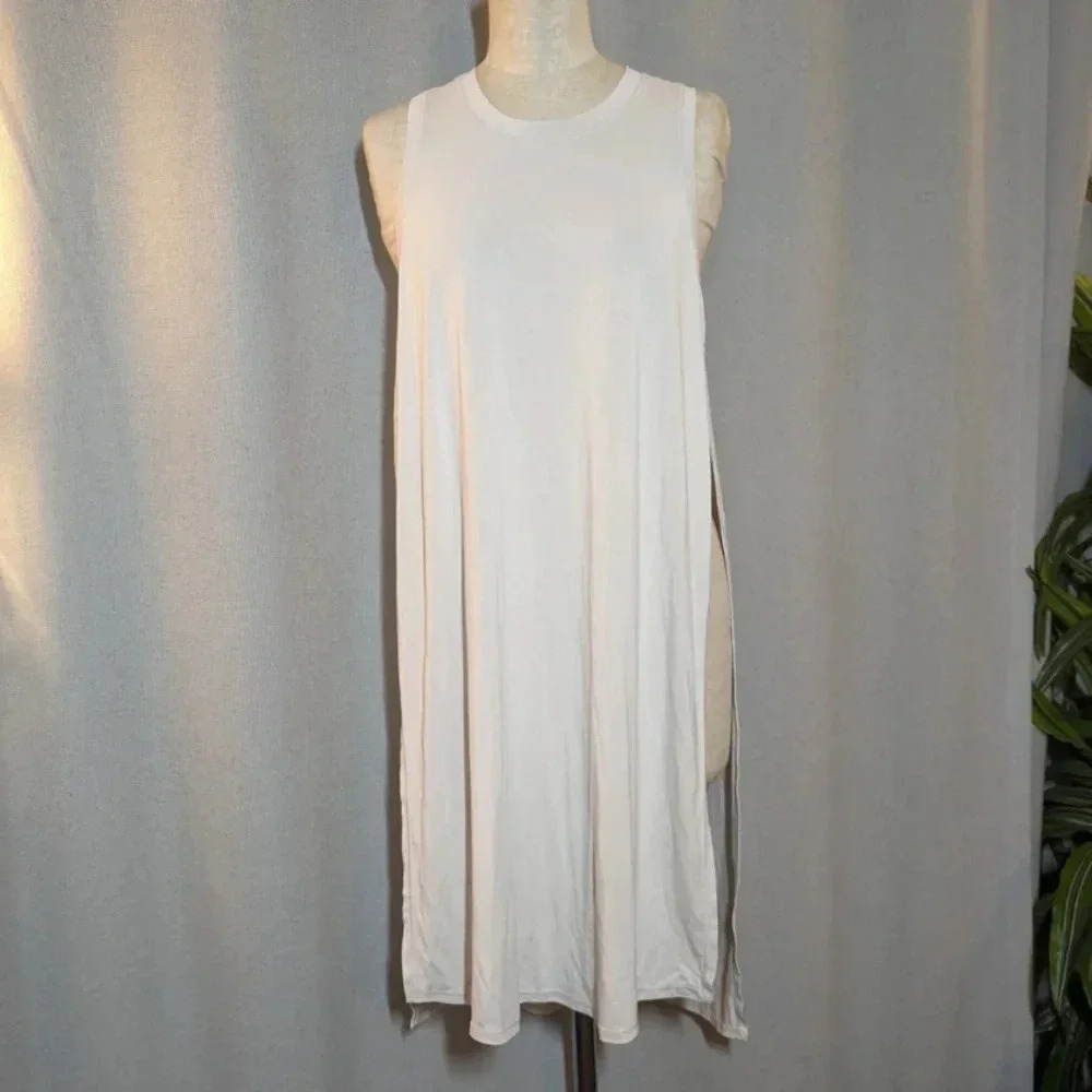 Lululemon Soft Midi White Dress High Side Slits Size 6
